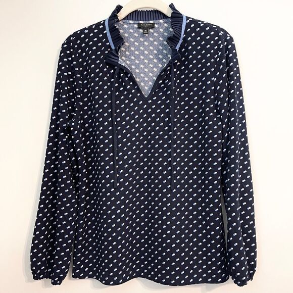 Talbots Tie Neck Pleated Top Size MP - Picture 3 of 7
